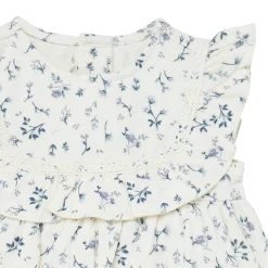 Baby Girls Blue Ditsy Ruffle Bubble Romper