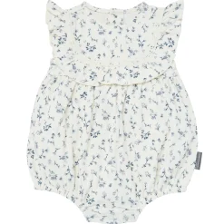 Baby Girls Blue Ditsy Ruffle Bubble Romper