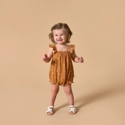 Baby Girls Brown Sun Bubble Romper