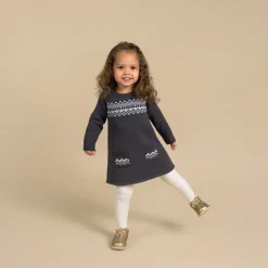 Baby Girls Dark Grey Heather Fair Isle Viscose Sweater Dress