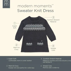 Baby Girls Dark Grey Heather Fair Isle Viscose Sweater Dress