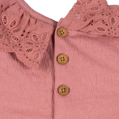 Baby Girls Dusty Rose Lace Ruffle Bubble Romper