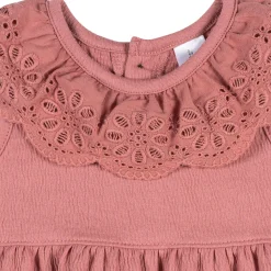 Baby Girls Dusty Rose Lace Ruffle Bubble Romper