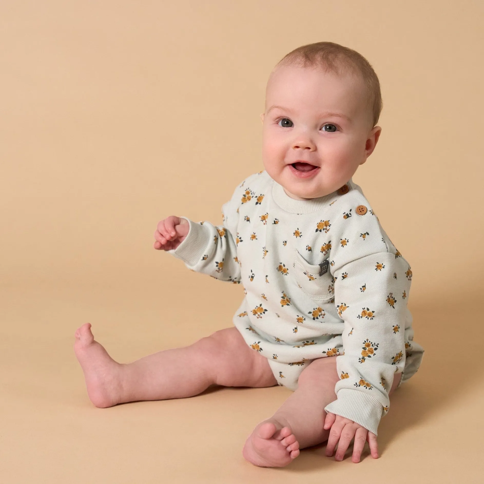 Baby Girls Fall Roses Bubble Romper