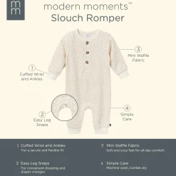 Baby Girls Ivory Ditsy Floral Waffle Slouch Romper
