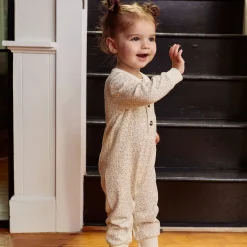 Baby Girls Ivory Ditsy Floral Waffle Slouch Romper