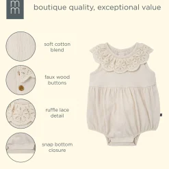 Baby Girls Ivory Lace Ruffle Bubble Romper