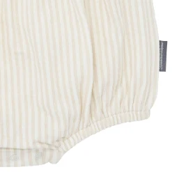 Baby Girls Light Taupe Stripe Ruffle Bubble Romper