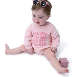 Baby Girls Lil' Sis Sweatshirt Bubble Romper