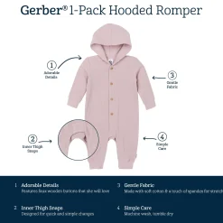 Baby Girls Mauve Hooded Romper