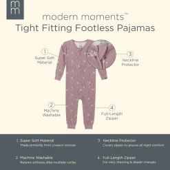 Baby Girls Medium Lilac Posies Hacci Footless Pajamas