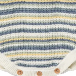 Baby Girls Medium Teal Stripe Crochet Sunsuit Romper