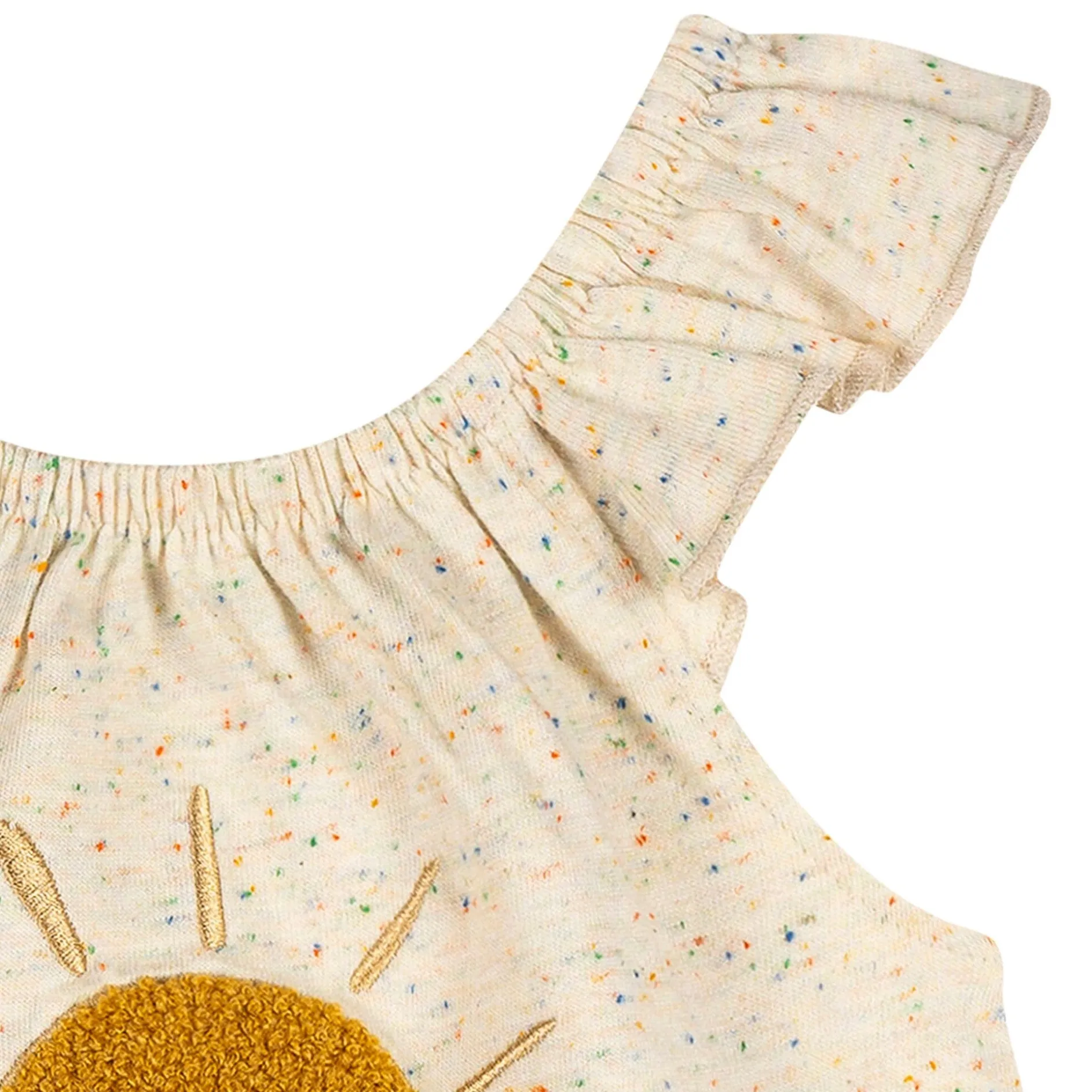 Baby Girls Oatmeal Speckle Sleeveless Ruffle Romper