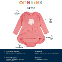 Baby Girls Pink Flower Bodysuit Dress