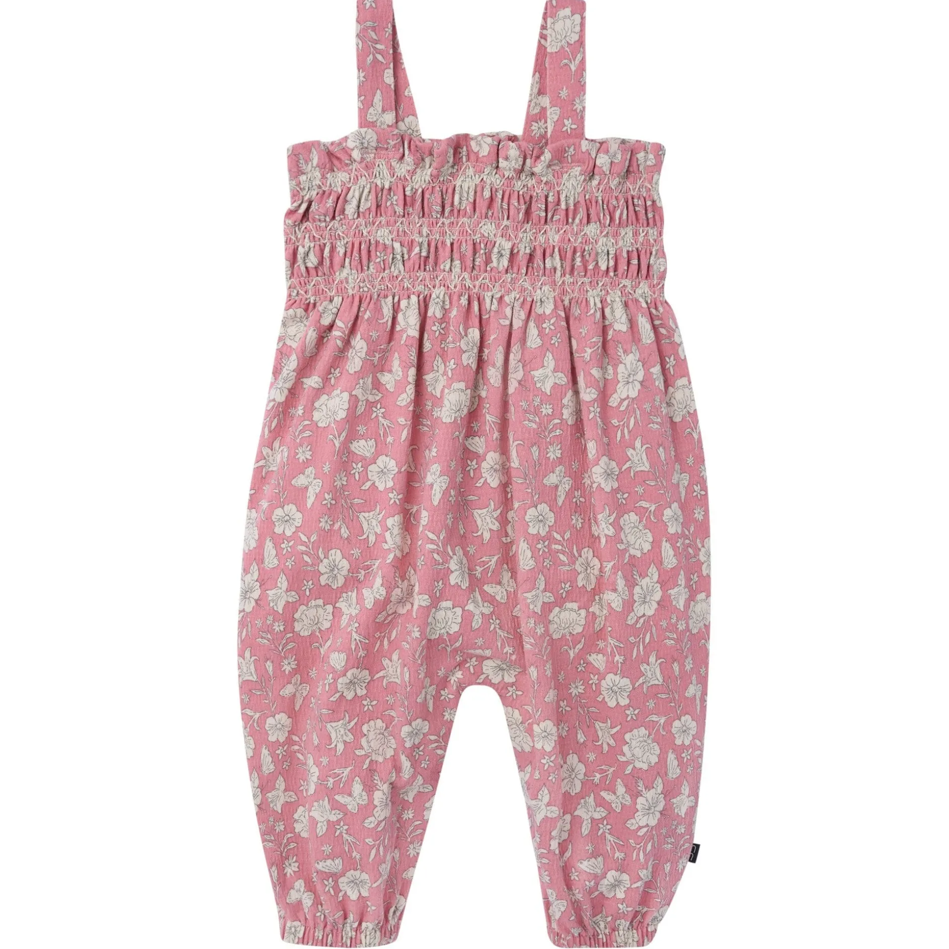 Baby Girls Pink Flower Long Leg Romper