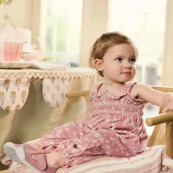 Baby Girls Pink Flower Long Leg Romper