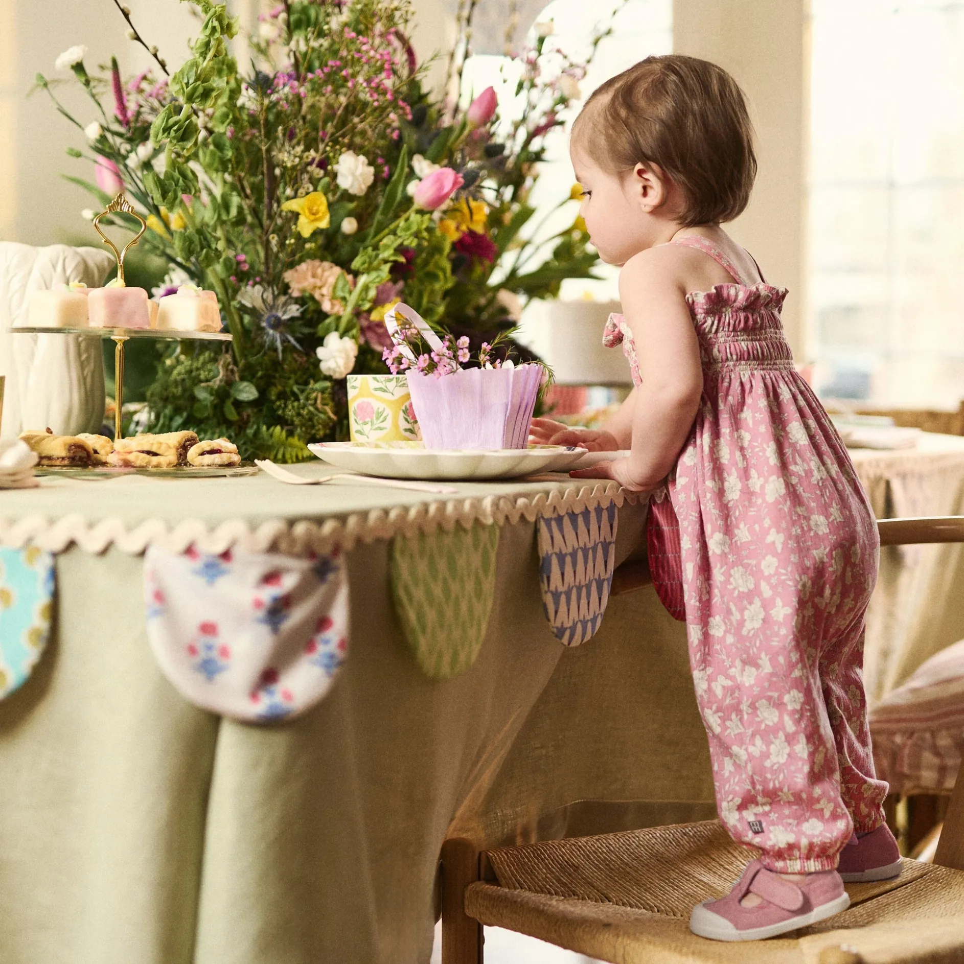 Baby Girls Pink Flower Long Leg Romper
