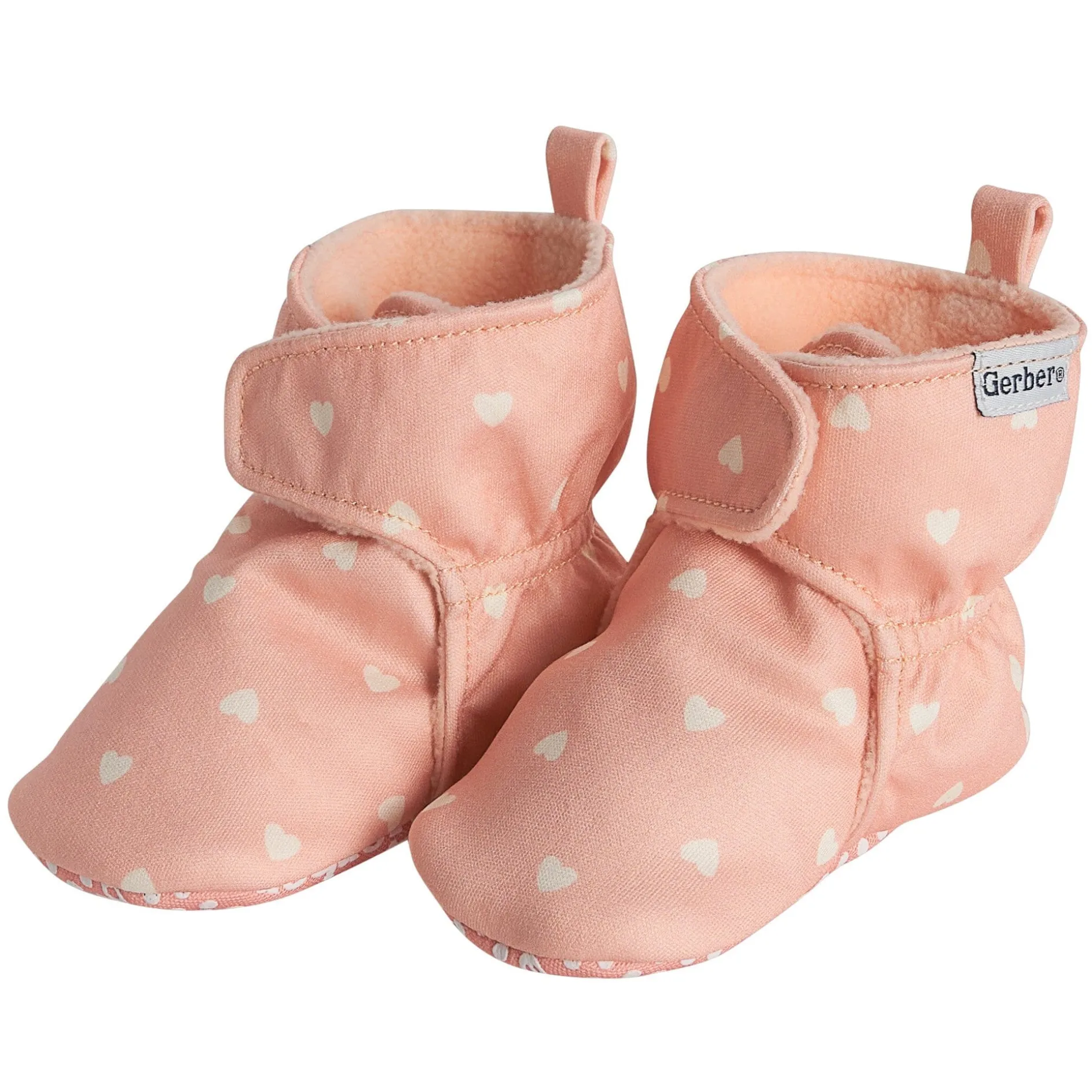 Baby Girls Pink Hearts Soft Booties