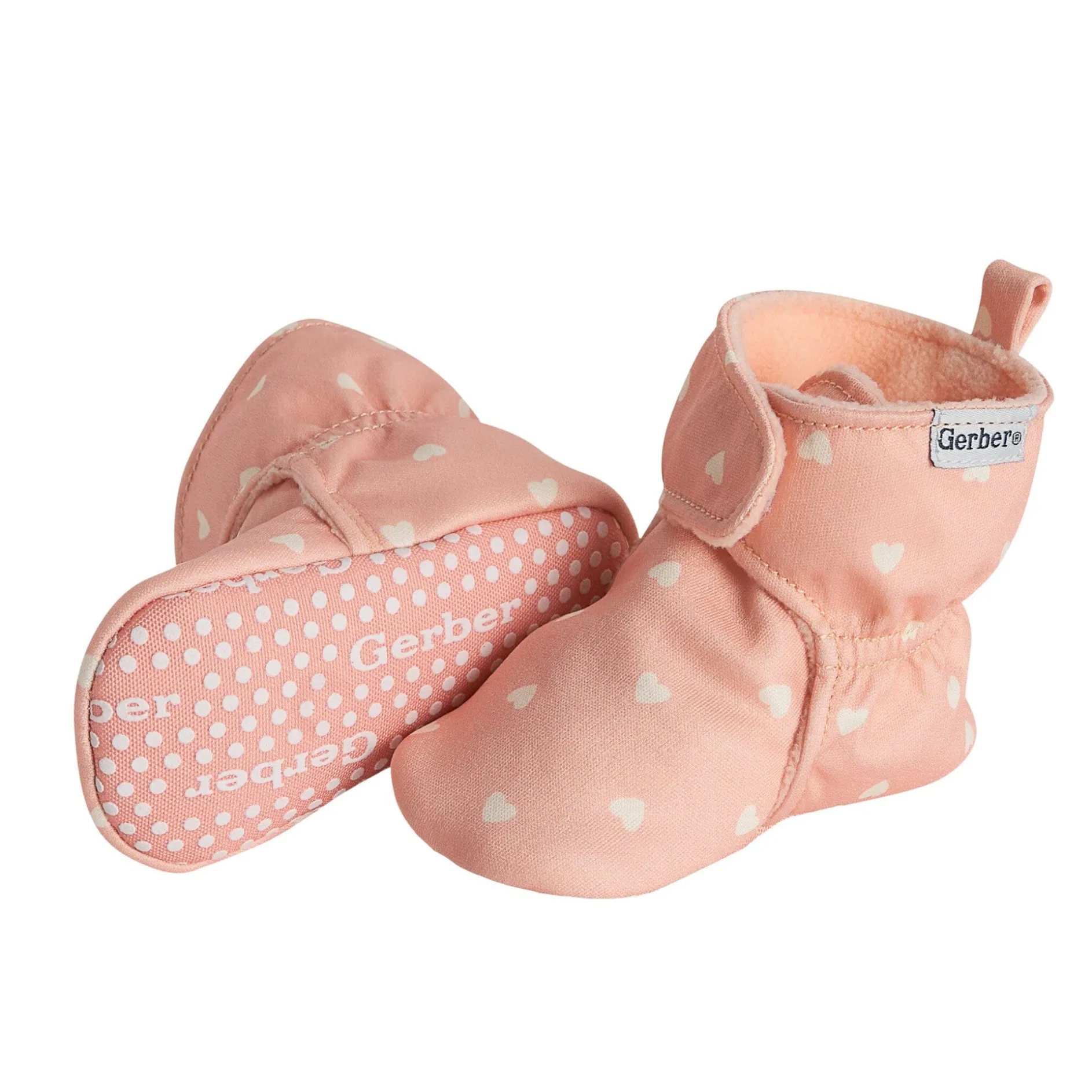 Baby Girls Pink Hearts Soft Booties
