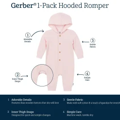 Baby Girls Pink Hooded Romper