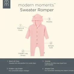 Baby Girls Pink Hooded Viscose Sweater Romper