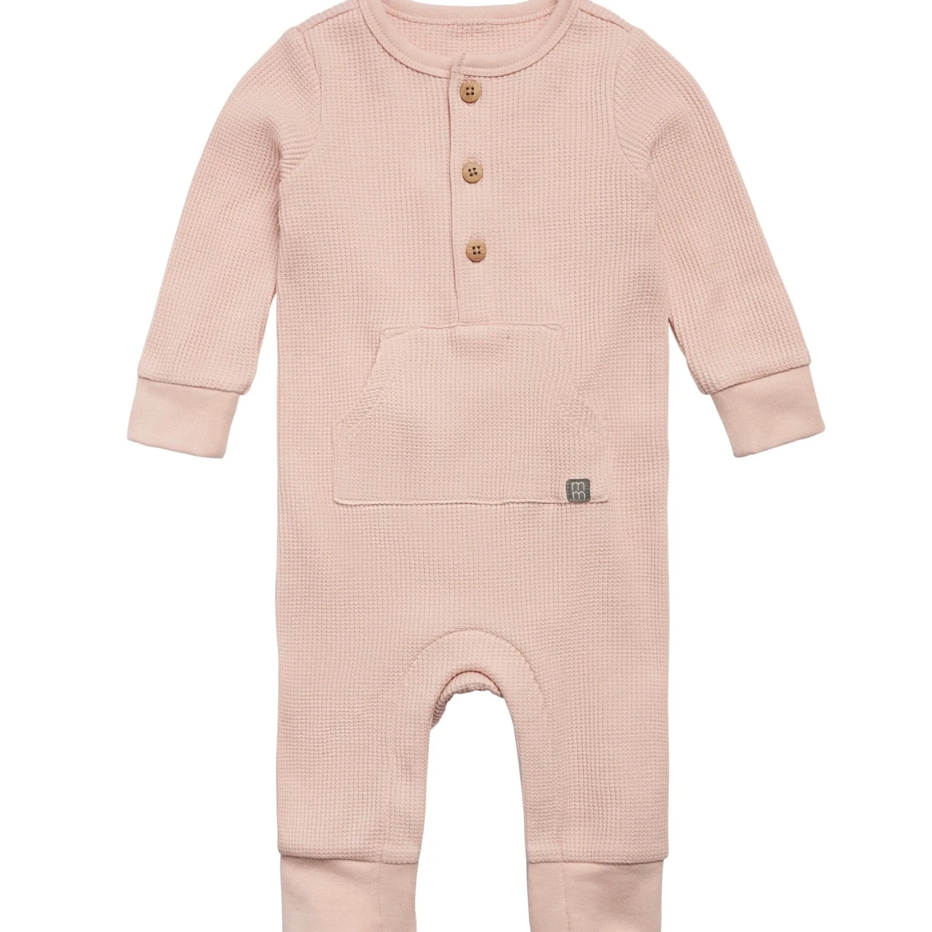 Baby Girls Pink Kangaroo Pocket Viscose Waffle Romper