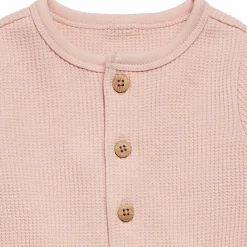 Baby Girls Pink Kangaroo Pocket Viscose Waffle Romper