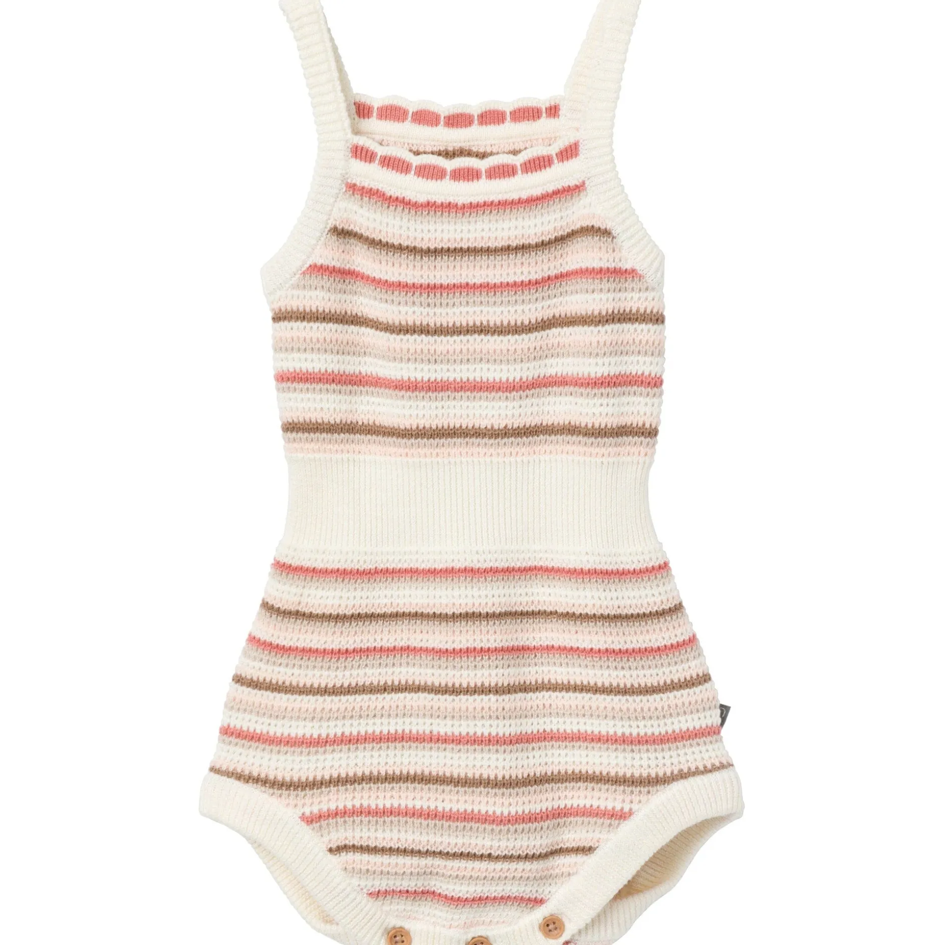 Baby Girls Pink Stripe Crochet Sunsuit Romper