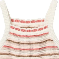 Baby Girls Pink Stripe Crochet Sunsuit Romper