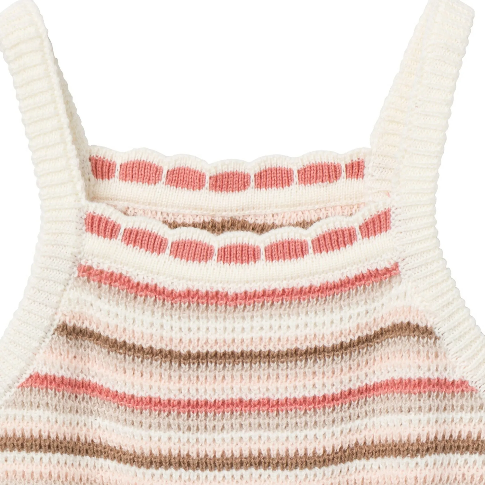 Baby Girls Pink Stripe Crochet Sunsuit Romper