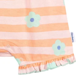 Baby Girls Pink Stripes Sleeveless Ruffle Romper
