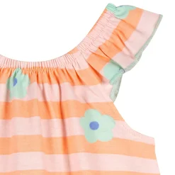 Baby Girls Pink Stripes Sleeveless Ruffle Romper