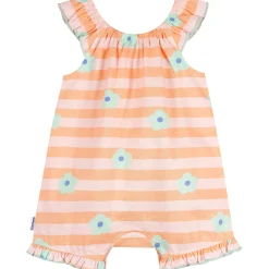 Baby Girls Pink Stripes Sleeveless Ruffle Romper