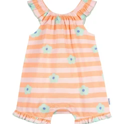 Baby Girls Pink Stripes Sleeveless Ruffle Romper