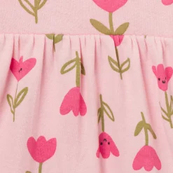 Baby Girls Pink Tulips Bodysuit Dress