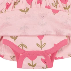 Baby Girls Pink Tulips Bodysuit Dress