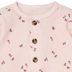 Baby Girls Pink Tulip Waffle Slouch Romper