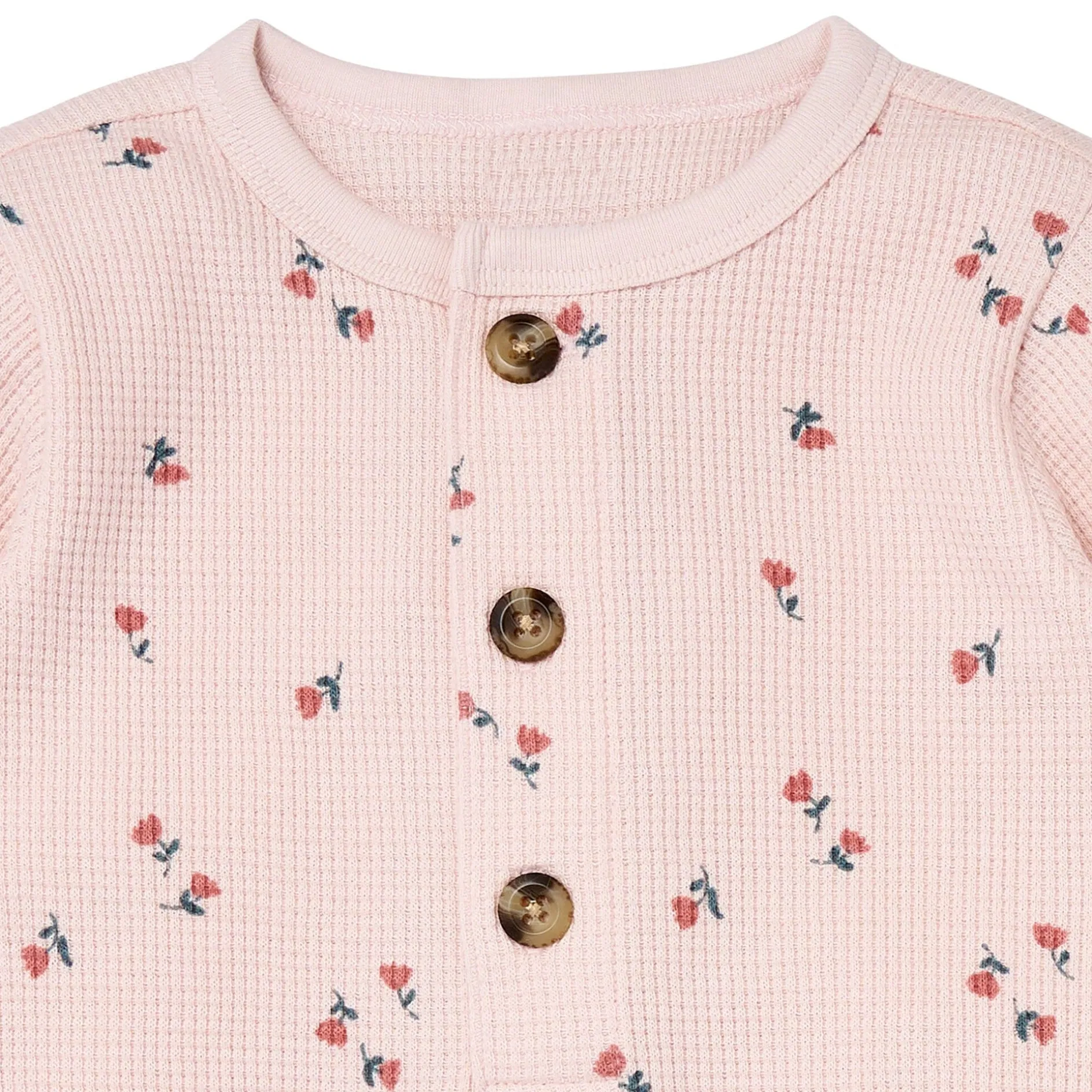 Baby Girls Pink Tulip Waffle Slouch Romper