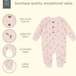 Baby Girls Pink Tulip Waffle Slouch Romper