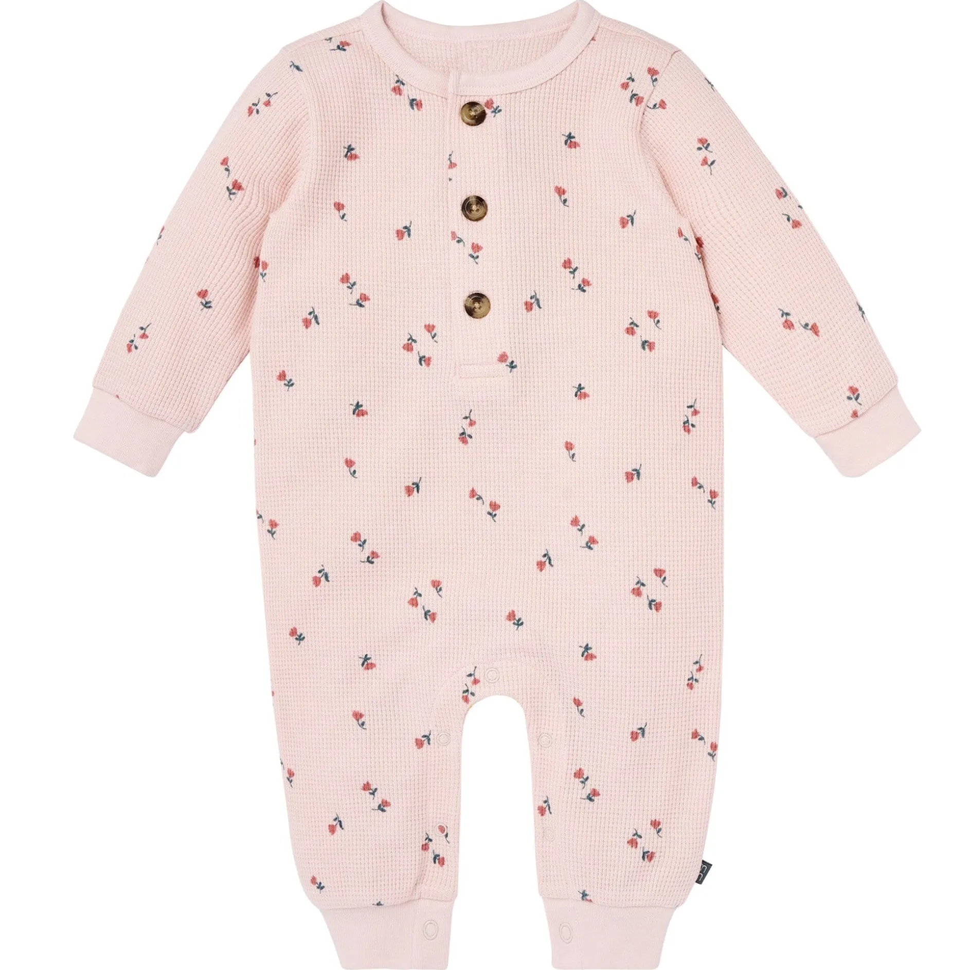 Baby Girls Pink Tulip Waffle Slouch Romper