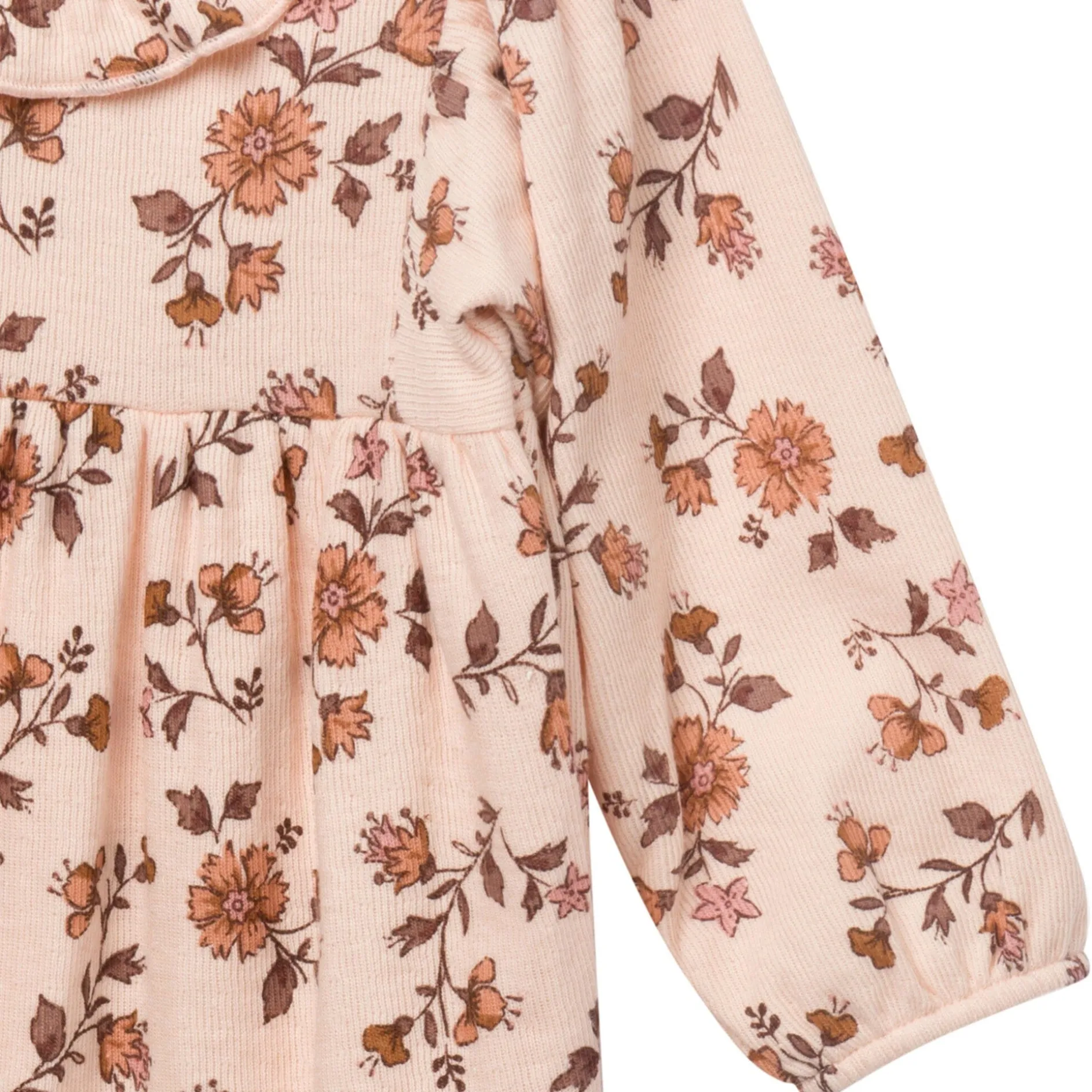 Baby Girls Pink Wildflower Ruffle Collar Romper