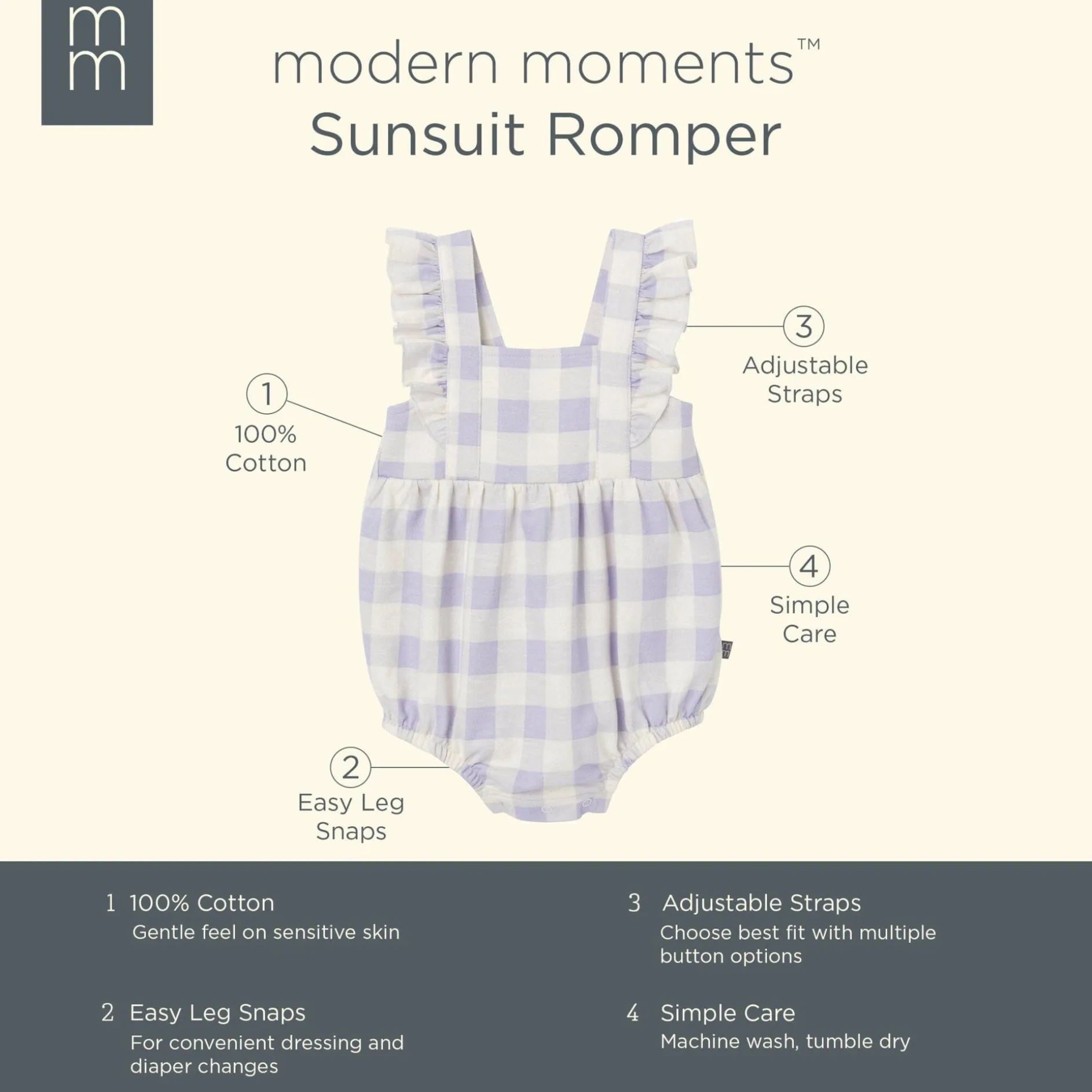 Baby Girls Purple Gingham Romper