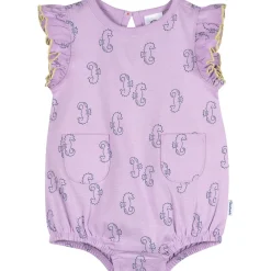 Baby Girls Purple Seahorses Pocket Bubble Romper