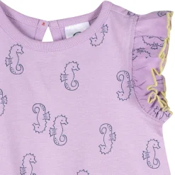 Baby Girls Purple Seahorses Pocket Bubble Romper
