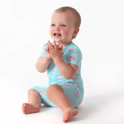 Baby Girls Rainbow Sky Buttery Soft Viscose Made from Eucalyptus Snug Fit Romper