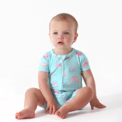 Baby Girls Rainbow Sky Buttery Soft Viscose Made from Eucalyptus Snug Fit Romper