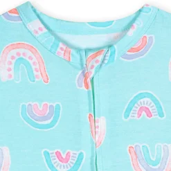 Baby Girls Rainbow Sky Buttery Soft Viscose Made from Eucalyptus Snug Fit Romper