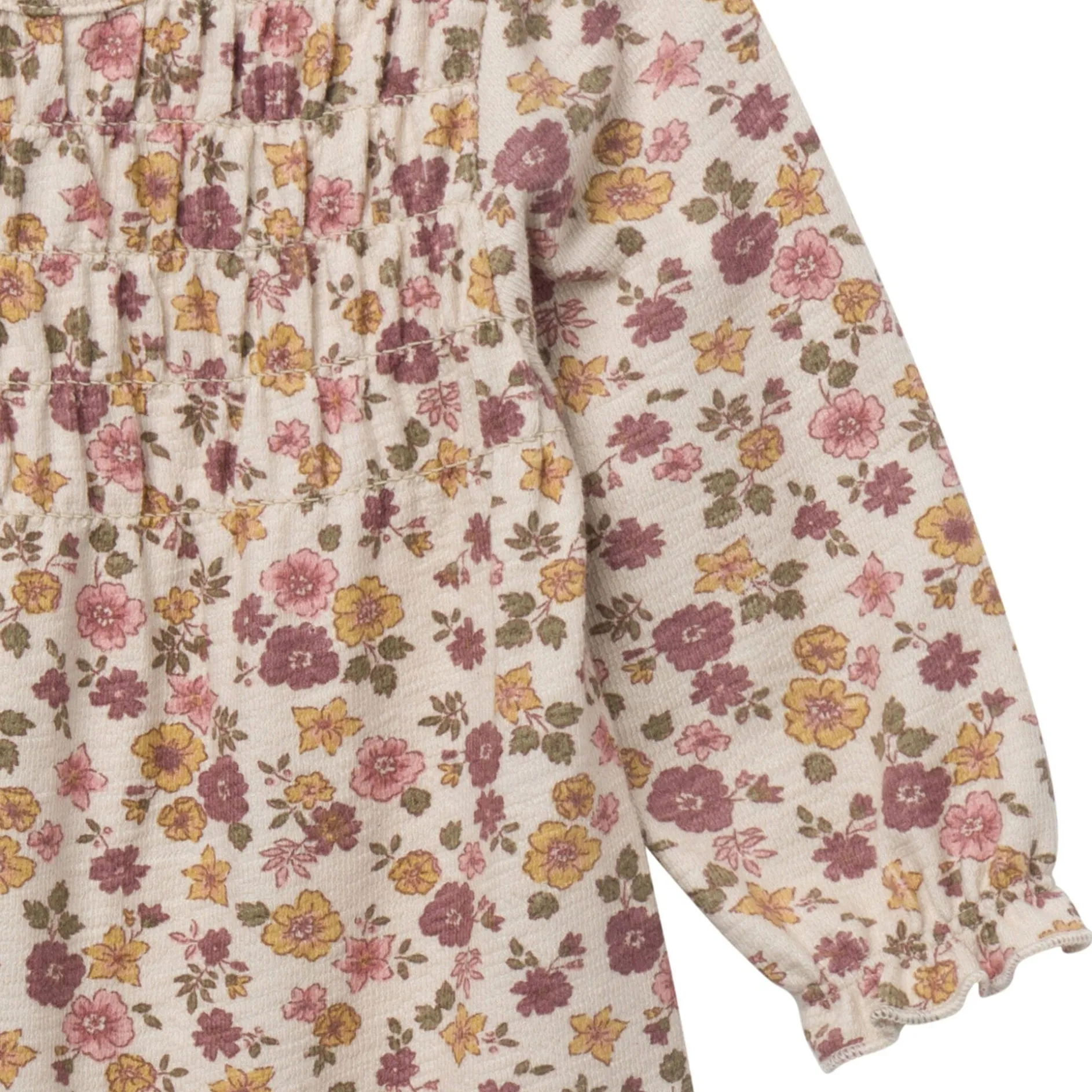 Baby Girls Rainy Day Floral Smocked Long Leg Romper