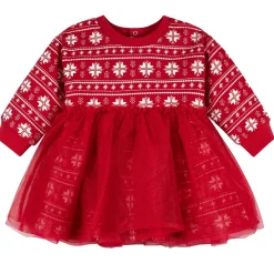Baby Girls Red Snowflakes Tulle Dress