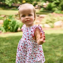 Baby Girls Red, White, & Blue Floral Dress